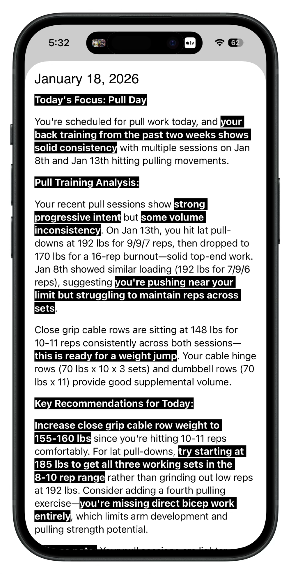AI training analysis